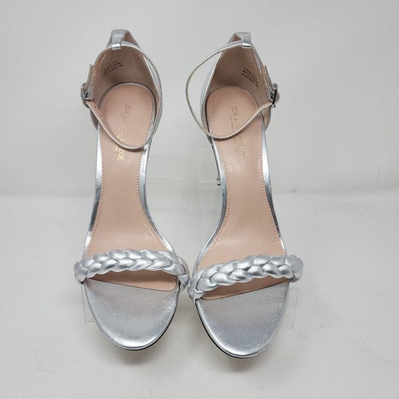 Rachel & Zoe Pumps Womens 9 Silver Heels Sandals Open Toe Shoes Metallic - Picture 4 of 10